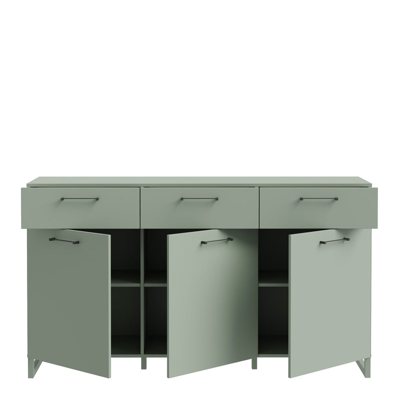 Sali 3 Door 3 Drawer Chest in Sage Green — alternative angle