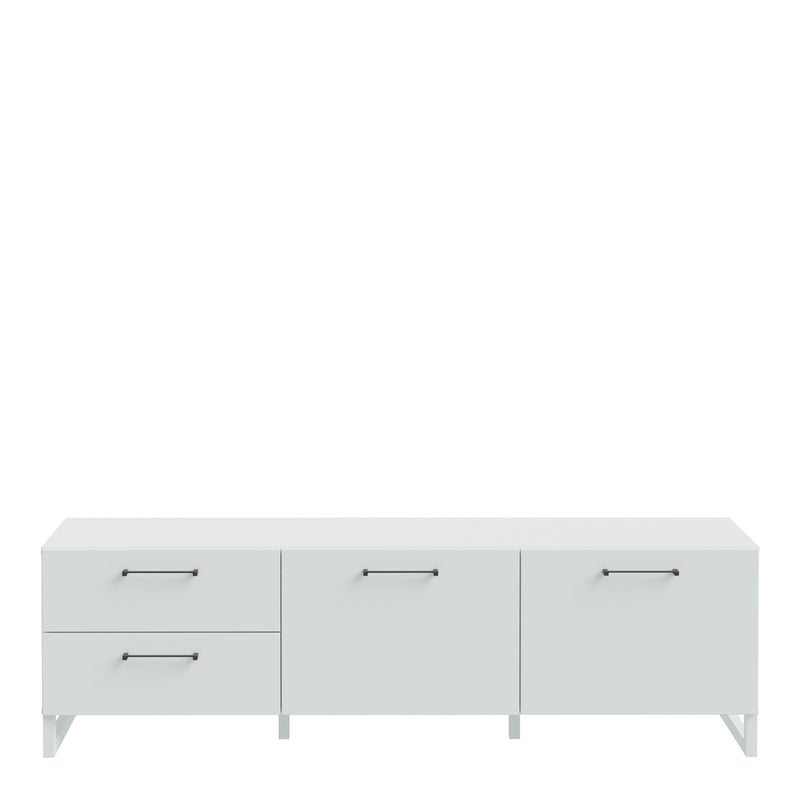 Sali 2 Door 2 Drawer TV Unit in Light Grey — side angle