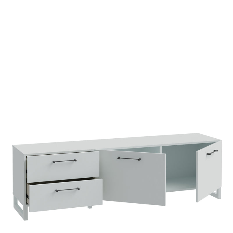 Sali 2 Door 2 Drawer TV Unit in Light Grey — detail view