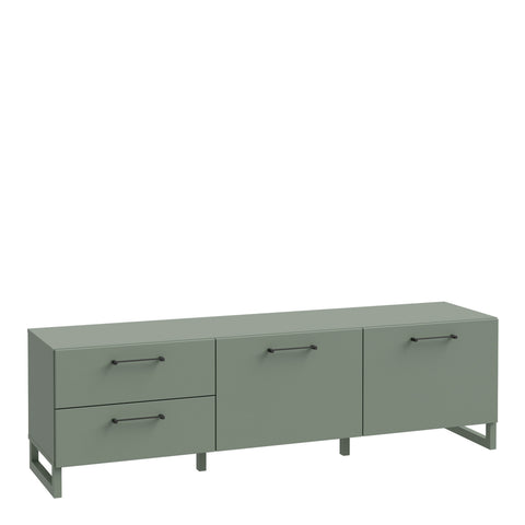 Sali 2 Door 2 Drawer TV Unit in Sage Green — front view