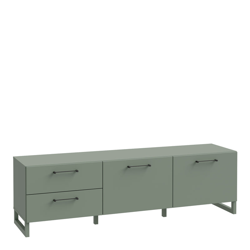 Sali 2 Door 2 Drawer TV Unit in Sage Green — front view