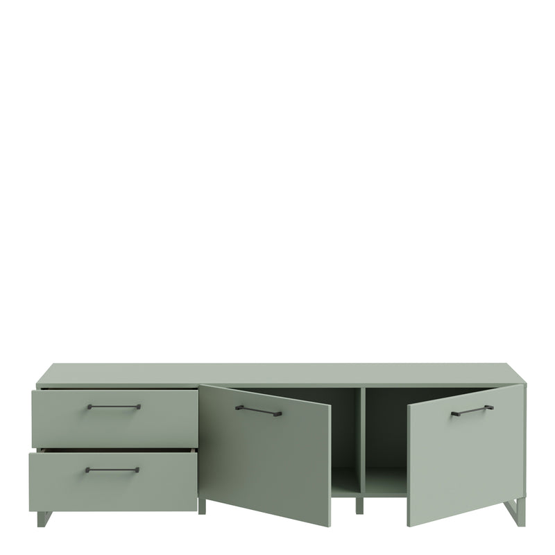 Sali 2 Door 2 Drawer TV Unit in Sage Green — alternative angle
