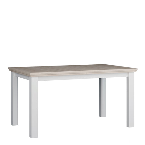 Pontypool Rectangular Dining Table 150x90cm in White and Riva Oak — front view