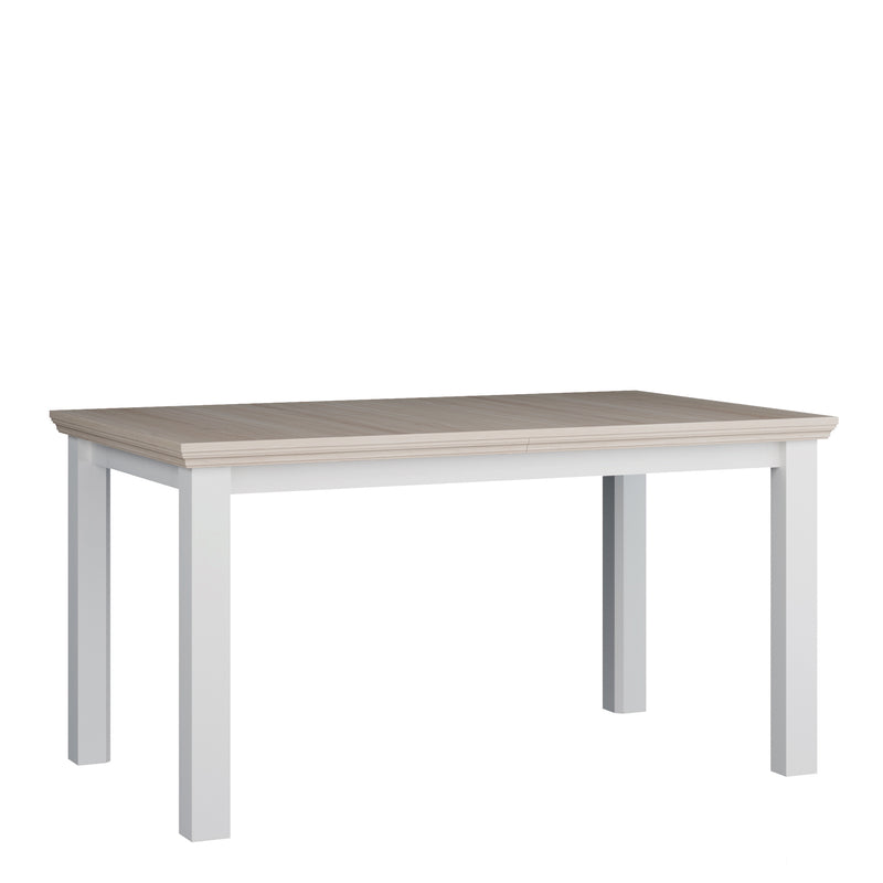 Pontypool Rectangular Dining Table 150x90cm in White and Riva Oak — front view