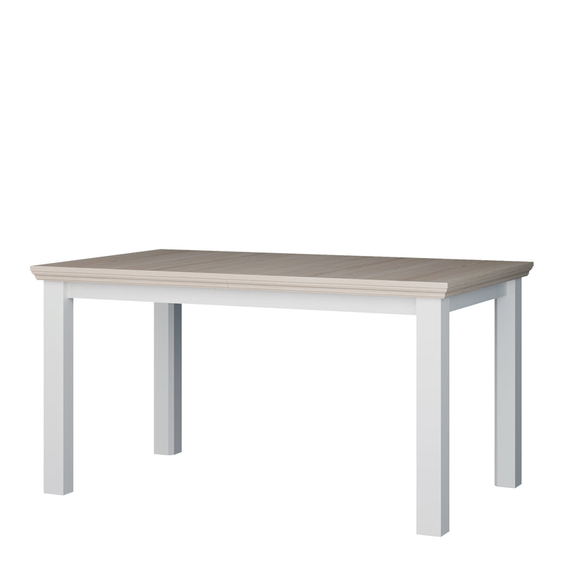 Pontypool Rectangular Dining Table 150x90cm in White and Riva Oak — detail view