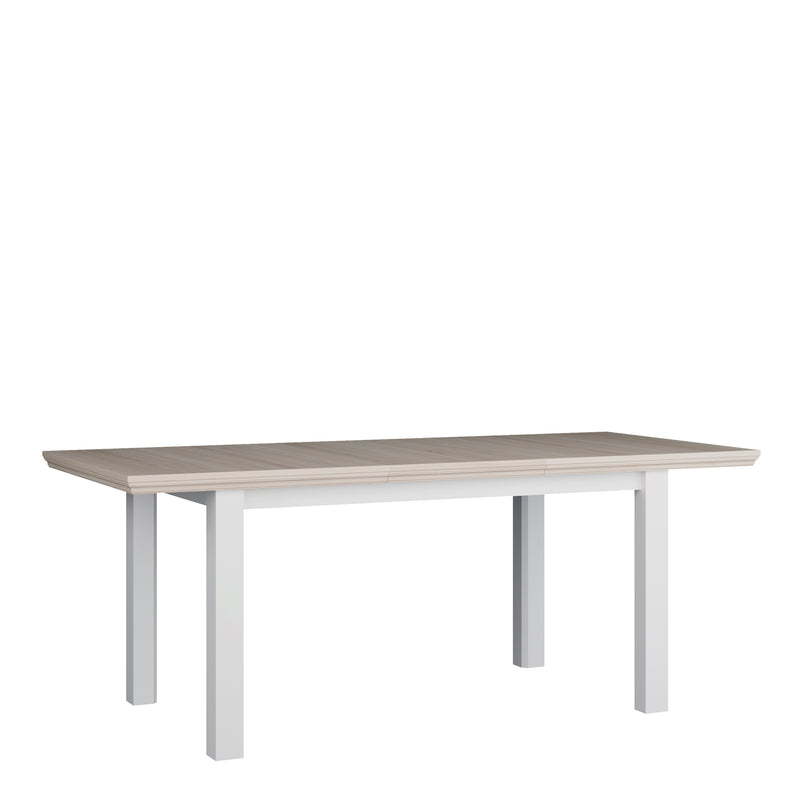 Pontypool Rectangular Dining Table 150x90cm in White and Riva Oak — alternative angle