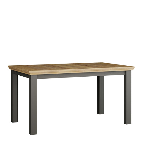 Pontypool Rectangular Dining Table 150x90cm in Wolfram Grey and Mauvella Oak — front view