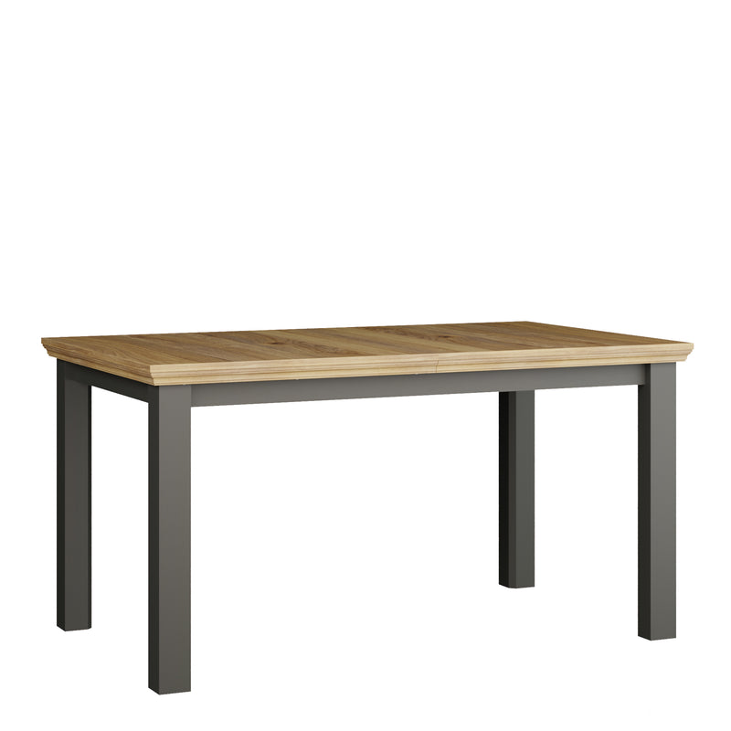 Pontypool Rectangular Dining Table 150x90cm in Wolfram Grey and Mauvella Oak — front view