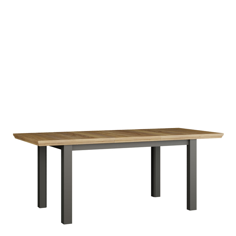 Pontypool Rectangular Dining Table 150x90cm in Wolfram Grey and Mauvella Oak — alternative angle