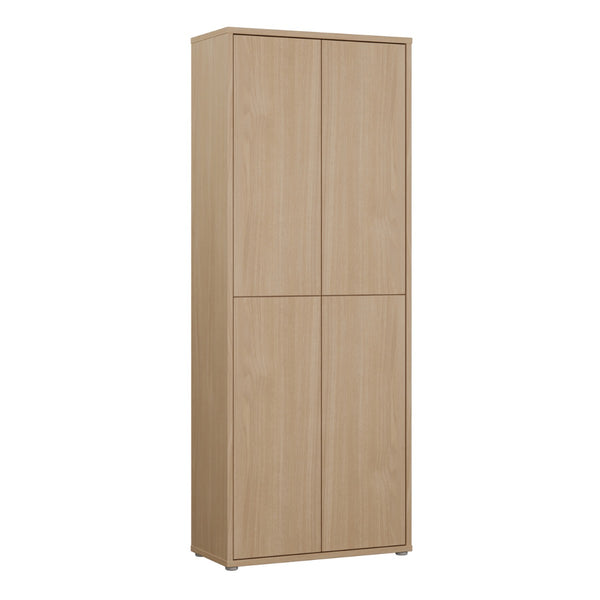 Alice Springs Tall Shoe Cabinet 4 Door Push-to-Open Elegancia Oak