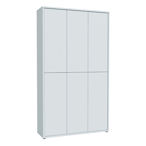 Alice Springs Tall Shoe Cabinet - 6 Door Light Grey Storage