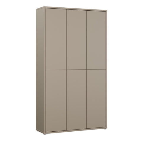 Alice Springs Tall Shoe Cabinet with 6 Doors in Taupe