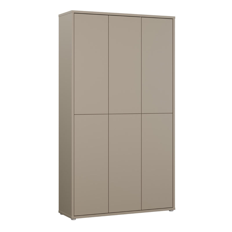 Alice Springs Tall Shoe Cabinet with 6 Doors in Taupe