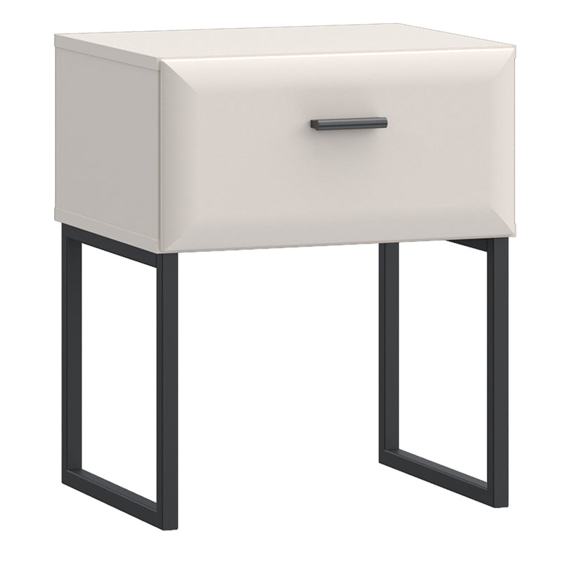 Akihisa Bedside Table with Drawer and Metal Legs in Sand