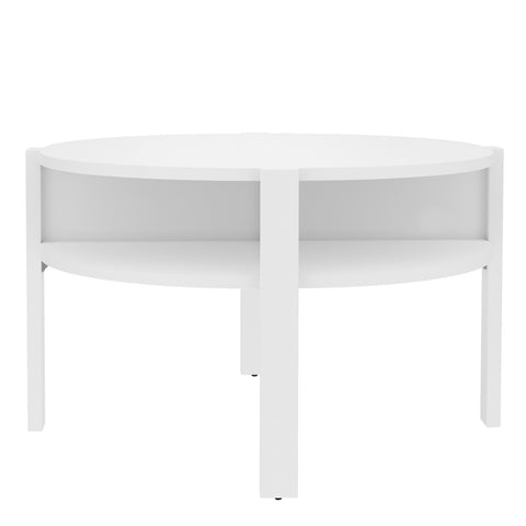 Tobago Round Coffee Table with Open Shelf – White