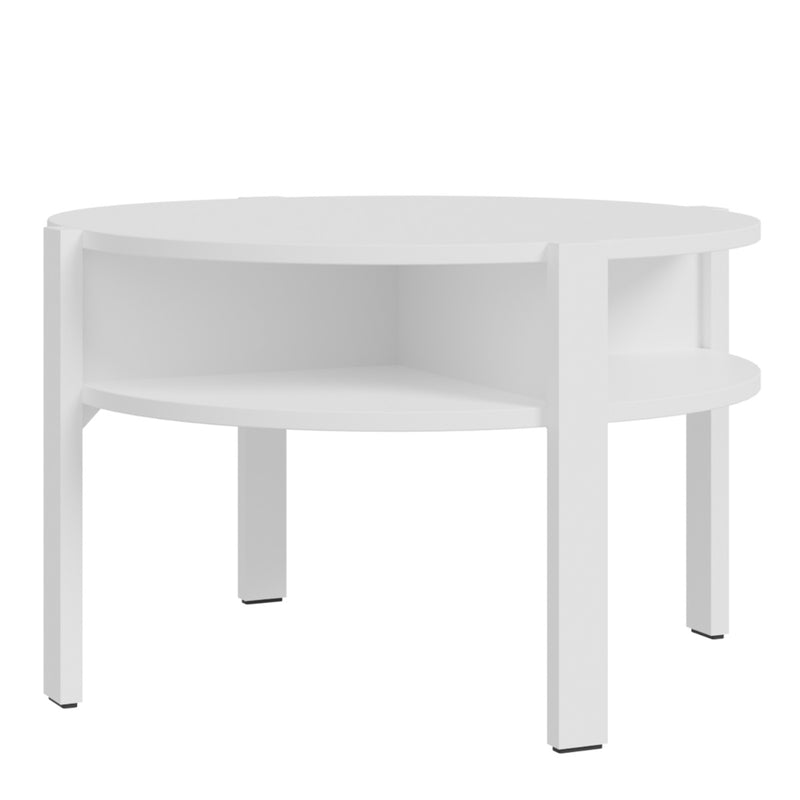 Tobago Round Coffee Table with Open Shelf – White