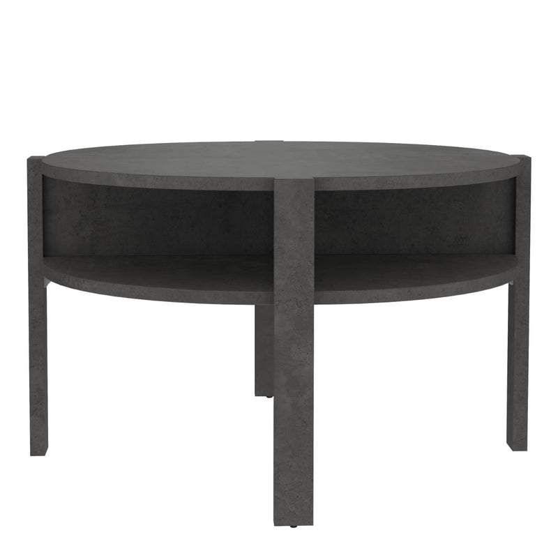 Tobago Round Coffee Table with Open Shelf - Optic Dark Grey