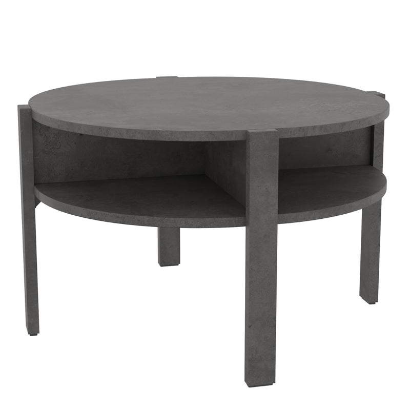Tobago Round Coffee Table with Open Shelf - Optic Dark Grey