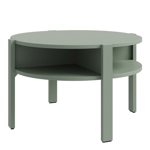 Tobago Round Coffee Table with Open Shelf in Sage Green