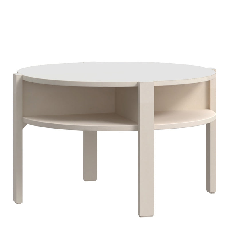 Tobago Round Coffee Table with Open Shelf in Sand