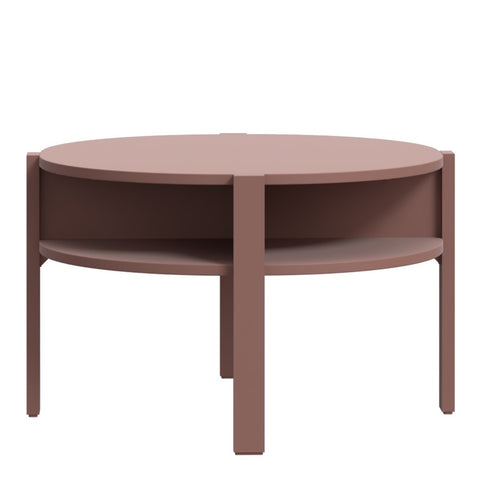 Tobago Round Coffee Table with Open Shelf - Terracotta