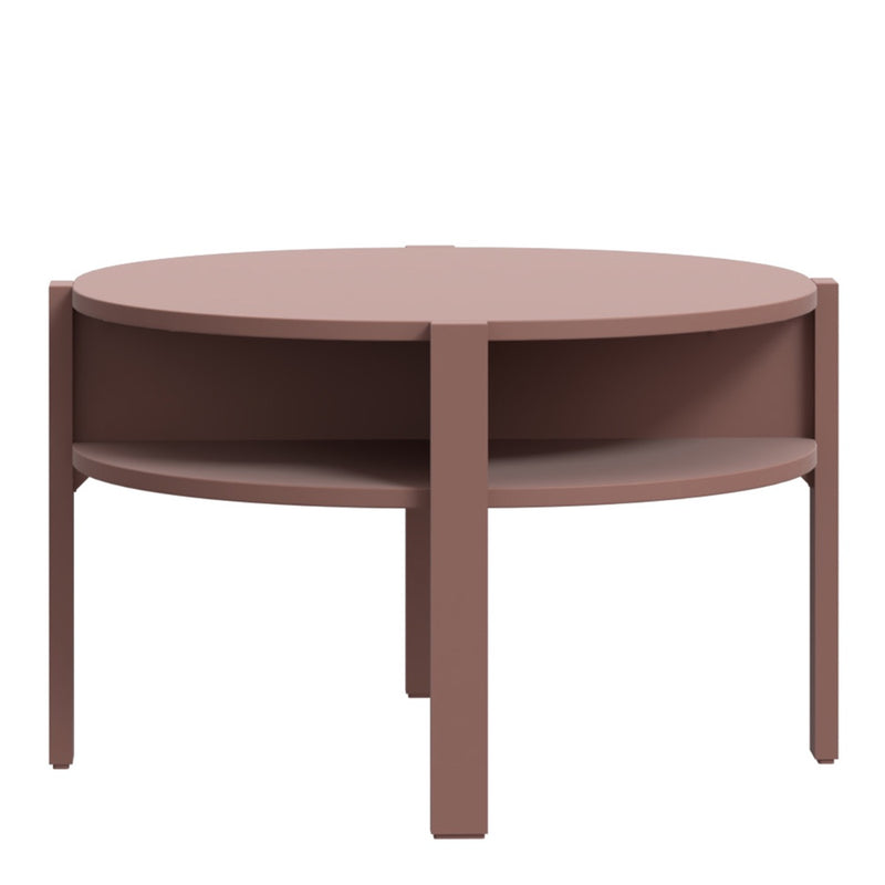 Tobago Round Coffee Table with Open Shelf - Terracotta