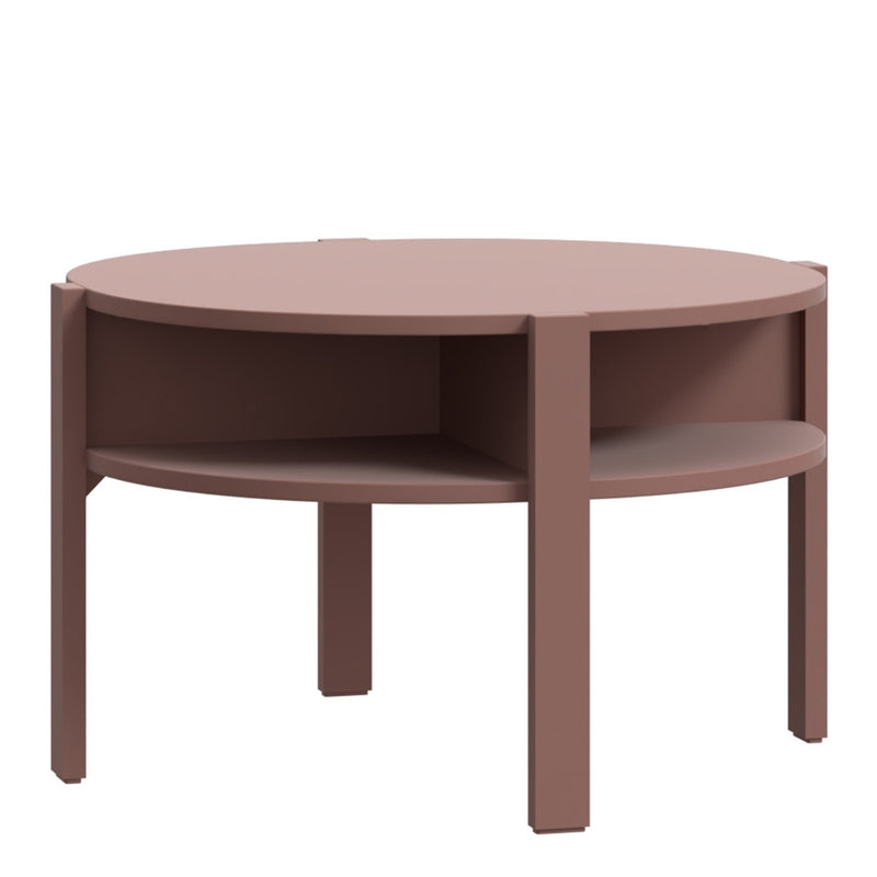 Tobago Round Coffee Table with Open Shelf - Terracotta