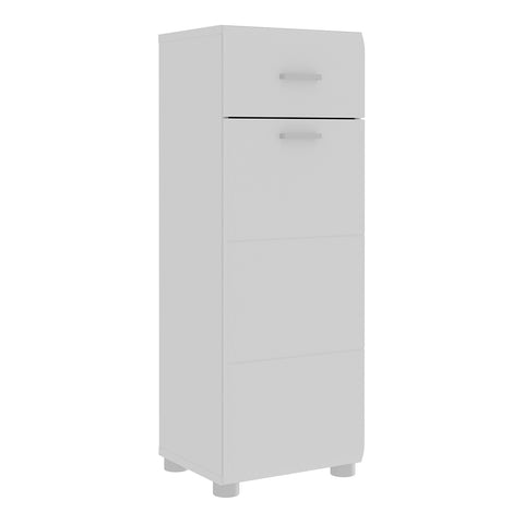 Ice Cave White High Gloss Bathroom Storage Cupboard with Drawer