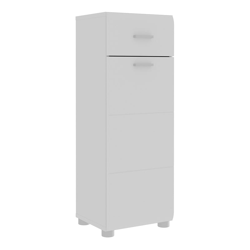 Ice Cave White High Gloss Bathroom Storage Cupboard with Drawer