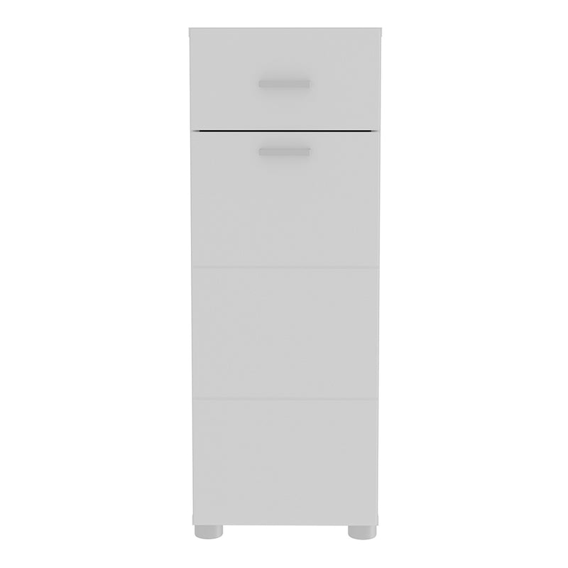Ice Cave White High Gloss Bathroom Storage Cupboard with Drawer