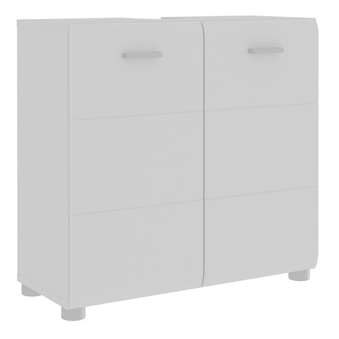 Ice Cave White Under Sink Vanity Unit with 2 Doors & Silver Handles