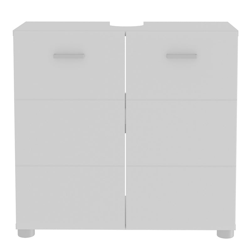 Ice Cave White Under Sink Vanity Unit with 2 Doors & Silver Handles