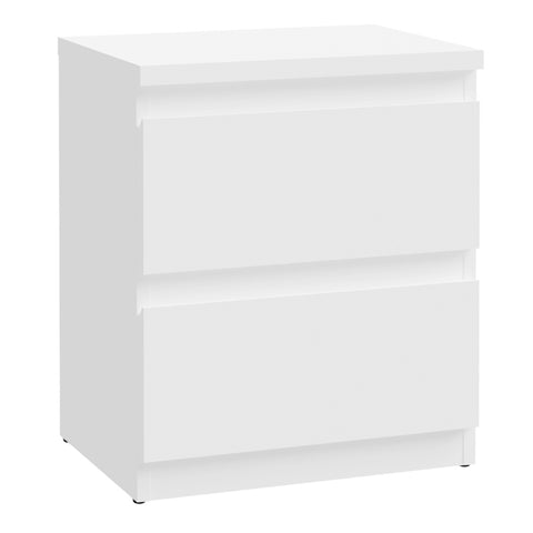 Edmore 2 Drawer Bedside Table in White | Modern Bedroom Storage