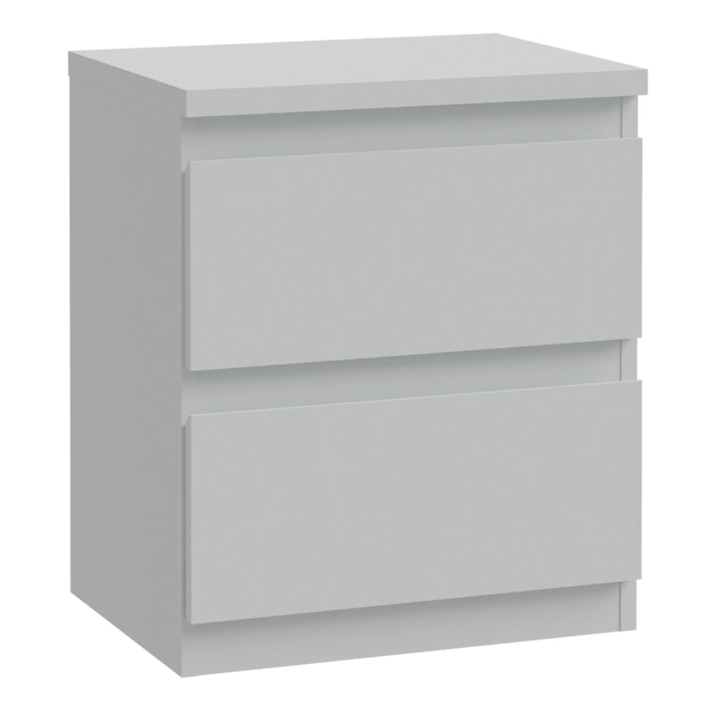 Edmore 2 Drawer Light Grey Bedside Table | Modern Bedroom