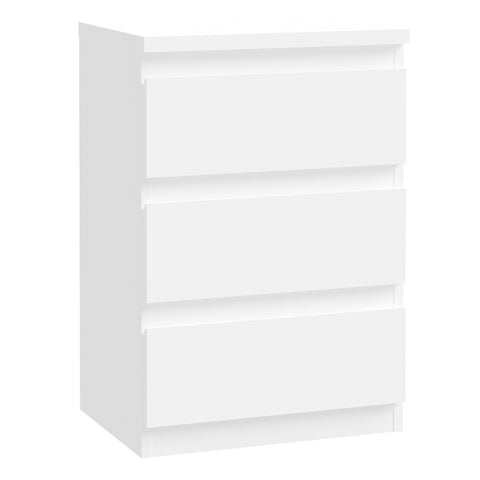 Edmore 3 Drawer Bedside Chest in White