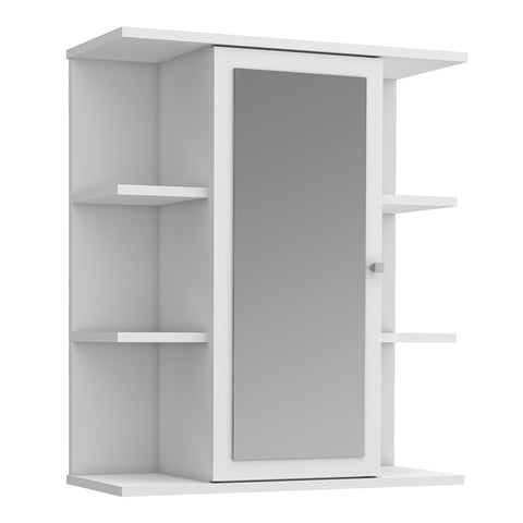 Ipsarion Hanging Cupboard White with Mirror Door & 6 Shelves