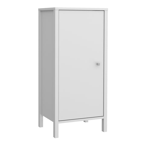 Ipsarion White Bathroom Storage Unit with Door & Silver Handle