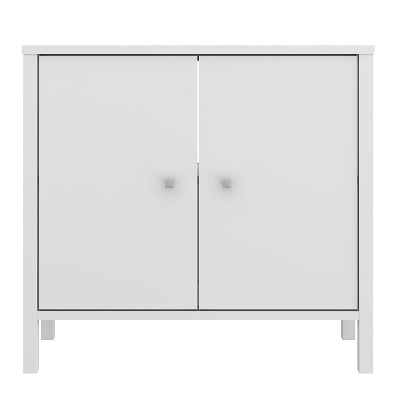 Ipsarion White Under Sink Vanity Unit with 2 Doors & Silver Handles