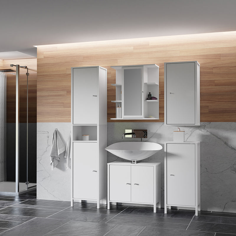 Ipsarion 5 Piece Bathroom Set in White - Complete Suite