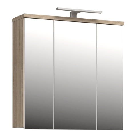 Veris 3 Door Mirrored Bathroom Cabinet with LED Lighting in Sonoma Oak and White Gloss