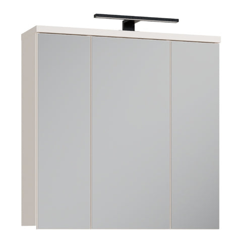Veris 3 Door Mirrored Bathroom Cabinet with LED Lighting in Sand - view 1