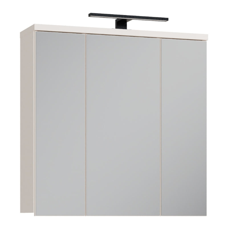 Veris 3 Door Mirrored Bathroom Cabinet with LED Lighting in Sand - view 1