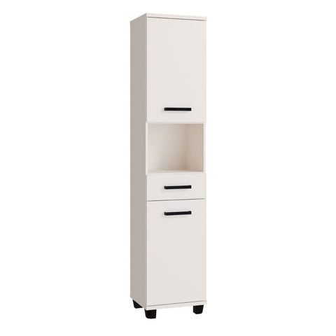 Veris Tall Narrow Bathroom Cupboard with 2 Doors & 1 Drawer, Sand