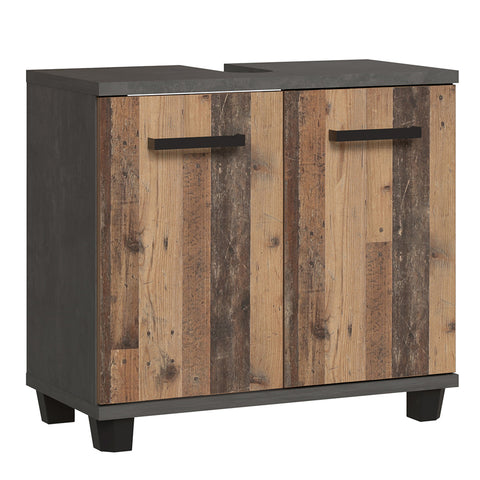 Veris Under Sink Vanity Unit 2 Door Walnut Dark Grey Bathroom