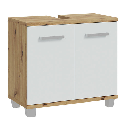 Veris Under Sink Vanity Unit with 2 Doors - Artisan Oak & Grey