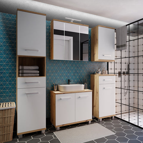 Veris 5 Piece Bathroom Set Artisan Oak & Light Grey