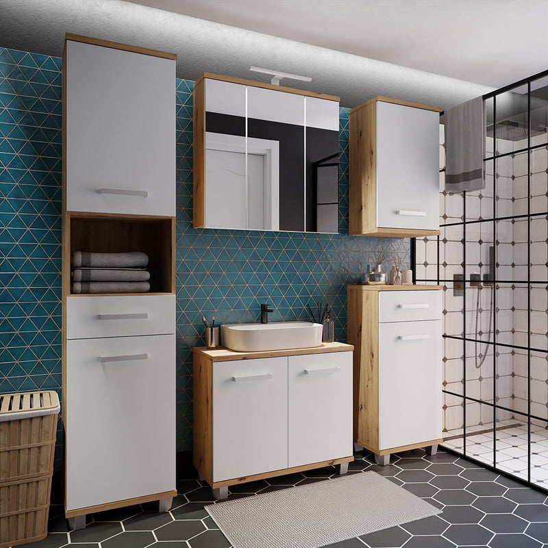Veris 5 Piece Bathroom Set Artisan Oak & Light Grey