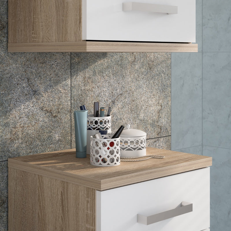 Veris 5 Piece Bathroom Set Sonoma Oak & White High Gloss