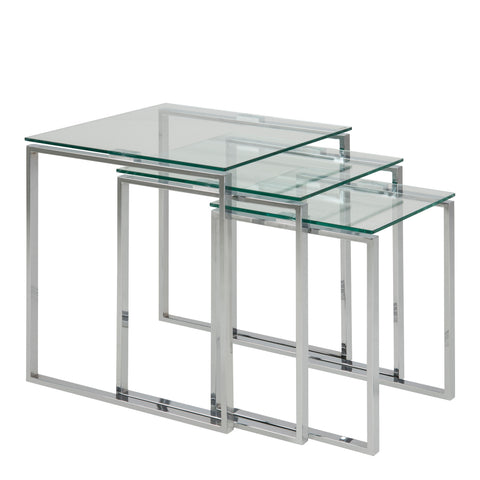 Katrine Nest of Tables with Glass Top Set of 3 — front view