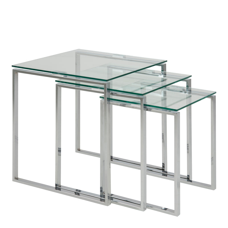 Katrine Nest of Tables with Glass Top Set of 3 — front view